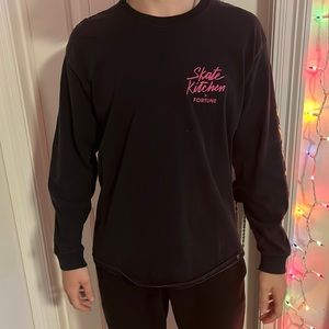 skate kitchen X fortune, has bananas on the sleeves